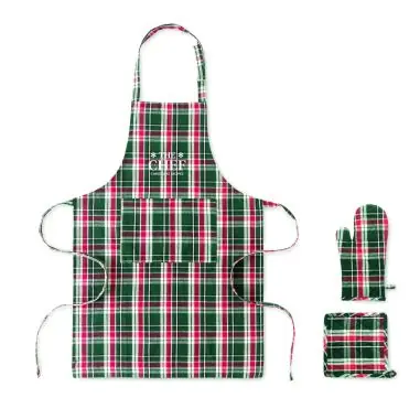 Set cocina algodón a cuadros Ecológica Personalizada 7CX1598