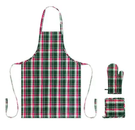 Set cocina algodón a cuadros Ecológica Personalizada 7CX1598