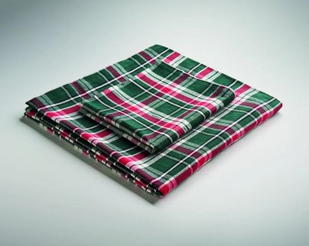 Set de mantel de algodón a cuadros con 4 servilletas