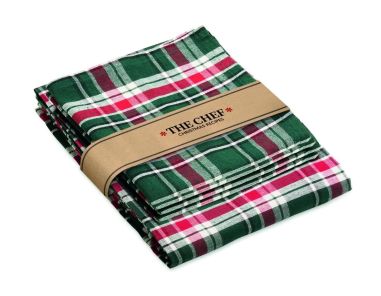 Set de mantel de algodón a cuadros con 4 servilletas