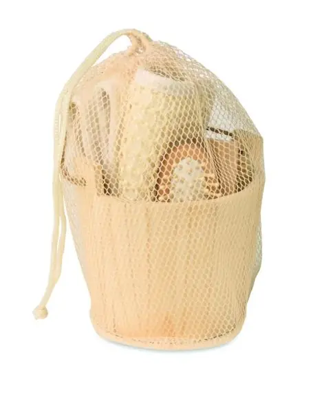 Set de baño en cubo de madera Ecológico Personalizado 7MO3110