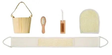Set de baño en cubo de madera Ecológico Personalizado 7MO3110