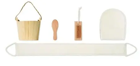 Set de baño en cubo de madera Ecológico Personalizado 7MO3110