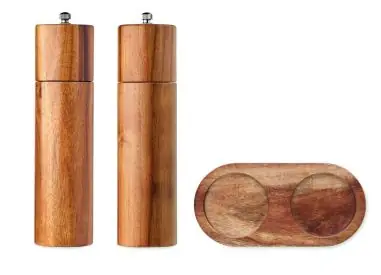 Set sal y pimienta de acacia Ecológica Personalizada 7MO3120