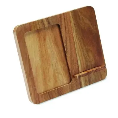 Marco de acacia y cargador 15W Ecológico Personalizado 7MO3138