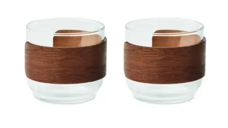 Set vasos café banda de nogal Ecológico Personalizado 7MO3197