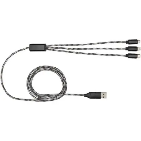 Cable de carga 5 en 1 de aluminio reciclado y RPET de Ecológica Personalizada 6124492