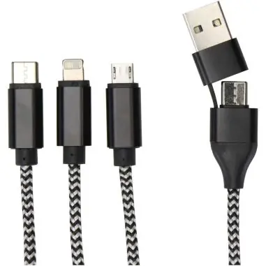 Cable de carga 5 en 1 de aluminio reciclado y RPET de Ecológica Personalizada 6124492