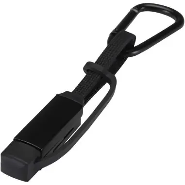 Cable de carga Algieba de 65 W, 3 en 1, de aluminio reciclado con mosquetón Ecológica Personalizada 6124497