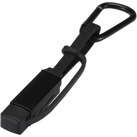 Cable de carga Algieba de 65 W, 3 en 1, de aluminio reciclado con mosquetón Ecológica Personalizada 6124497