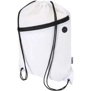 Bolsa con cordón Oriole de RPET con bolsillo frontal con cremallera, 5 l Ecológica Personalizada 6130145