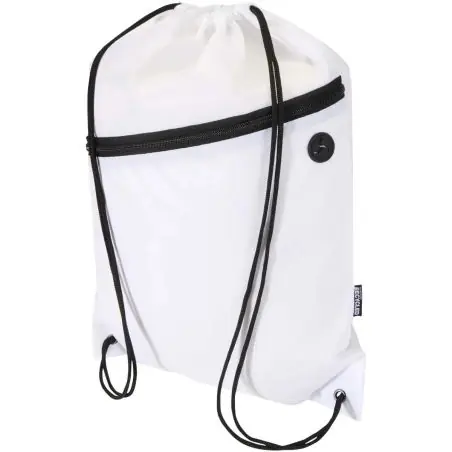 Bolsa con cordón Oriole de RPET con bolsillo frontal con cremallera, 5 l Ecológica Personalizada 6130145
