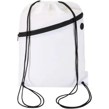 Bolsa con cordón Oriole de RPET con bolsillo frontal con cremallera, 5 l Ecológica Personalizada 6130145