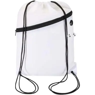 Bolsa con cordón Oriole de RPET con bolsillo frontal con cremallera, 5 l Ecológica Personalizada 6130145