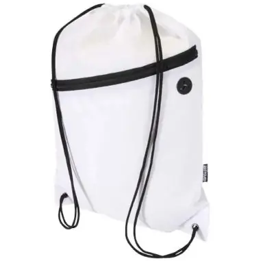 Bolsa con cordón Oriole de RPET con bolsillo frontal con cremallera, 5 l Ecológica Personalizada 6130145