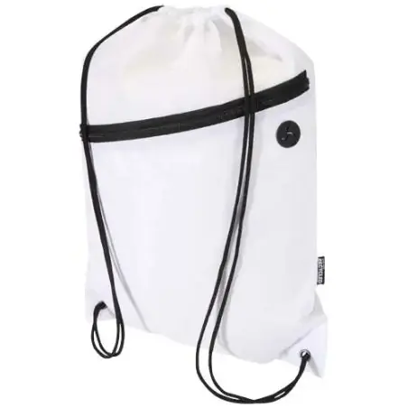 Bolsa con cordón Oriole de RPET con bolsillo frontal con cremallera, 5 l Ecológica Personalizada 6130145