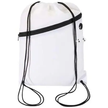 Bolsa con cordón Oriole de RPET con bolsillo frontal con cremallera, 5 l Ecológica Personalizada 6130145