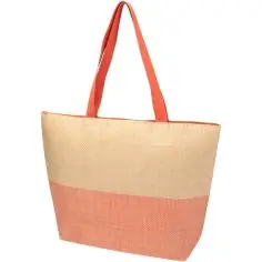 Bolso tote grande de papel de paja Rhythm con cremallera, 21 l Ecológica Personalizada 6130156