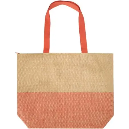 Bolso tote grande de papel de paja Rhythm con cremallera, 21 l Ecológica Personalizada 6130156