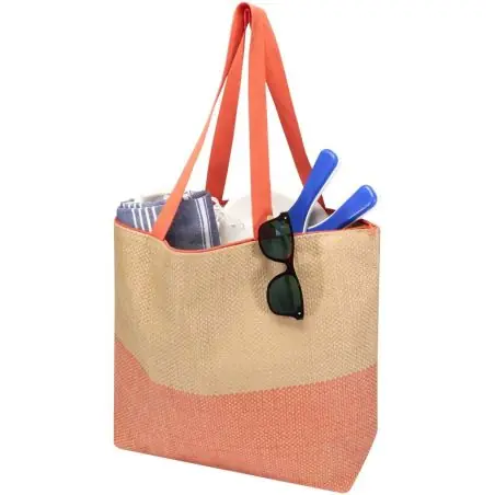 Bolso tote grande de papel de paja Rhythm con cremallera, 21 l Ecológica Personalizada 6130156