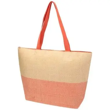 Bolso tote grande de papel de paja Rhythm con cremallera, 21 l Ecológica Personalizada 6130156