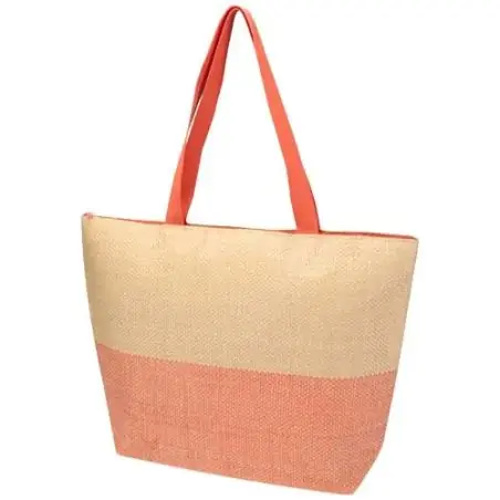 Bolso tote grande de papel de paja Rhythm con cremallera, 21 l Ecológica Personalizada 6130156