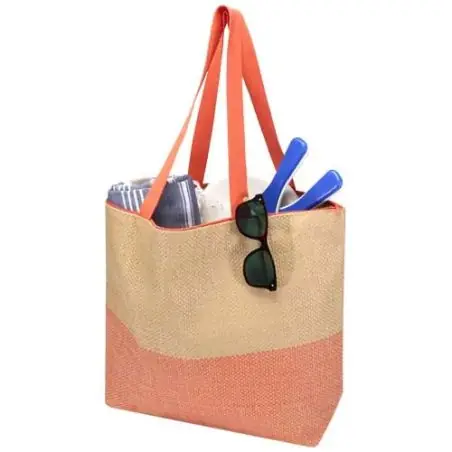 Bolso tote grande de papel de paja Rhythm con cremallera, 21 l Ecológica Personalizada 6130156