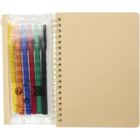 Set de cuaderno de tapa dura y rotuladores Squiggle B6 Ecológico Personalizado 6107330