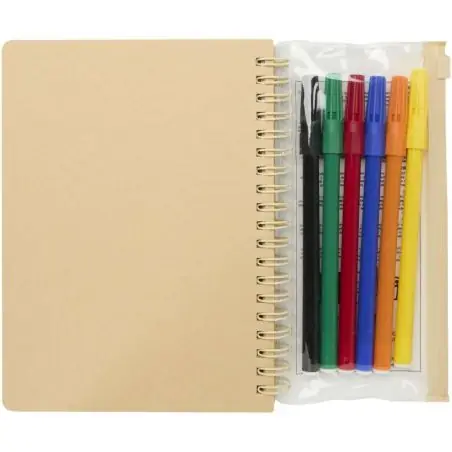 Set de cuaderno de tapa dura y rotuladores Squiggle B6 Ecológico Personalizado 6107330