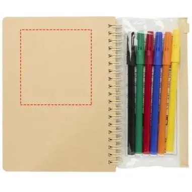 Set de cuaderno de tapa dura y rotuladores Squiggle B6 Ecológico Personalizado 6107330