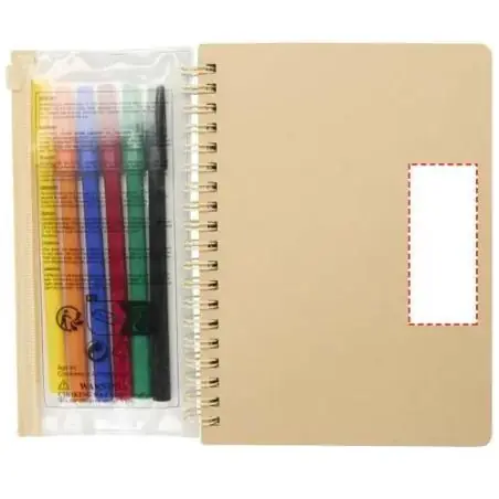 Set de cuaderno de tapa dura y rotuladores Squiggle B6 Ecológico Personalizado 6107330