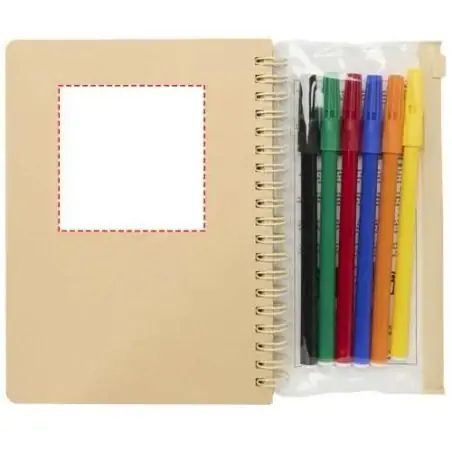 Set de cuaderno de tapa dura y rotuladores Squiggle B6 Ecológico Personalizado 6107330