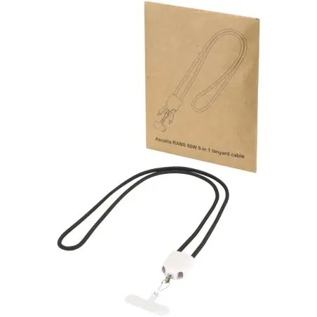Cable de carga con cordón de plástico reciclado Ion 65 W 5 en 1 Ecológica Personalizada 6124523