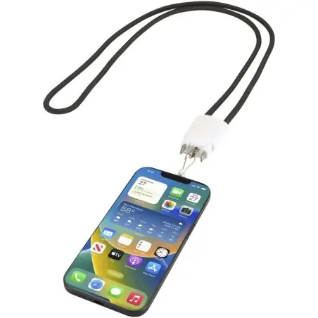 Cable de carga con cordón de plástico reciclado Ion 65 W 5 en 1 Ecológica Personalizada 6124523