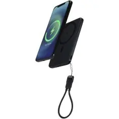 Batería externa magnética SMART de 5000 mAh fabricada con plástico reciclado y con cordón Ecológica Personalizada 6124529