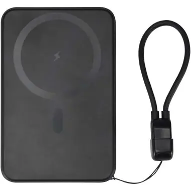 Batería externa magnética SMART de 5000 mAh fabricada con plástico reciclado y con cordón Ecológica Personalizada 6124529