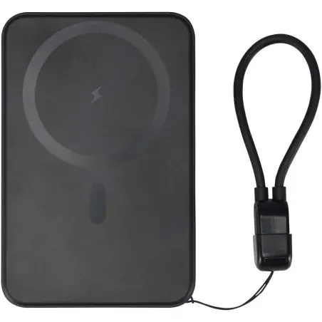 Batería externa magnética SMART de 5000 mAh fabricada con plástico reciclado y con cordón Ecológica Personalizada 6124529