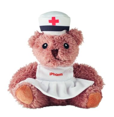 Osito de peluche vestido de enfermera con camiseta blanca
