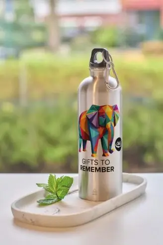 Bidón acero reciclado 750 ml con mosquetón