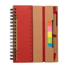 Libreta reciclada espiral con adhesivos y regla