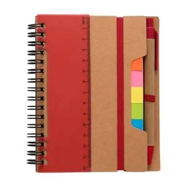 Libreta reciclada espiral con adhesivos y regla