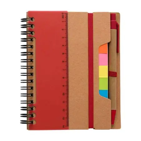 Libreta reciclada espiral con adhesivos y regla