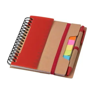 Libreta reciclada espiral con adhesivos y regla