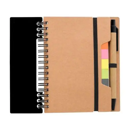 Libreta reciclada espiral con adhesivos y regla