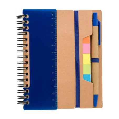 Libreta reciclada espiral con adhesivos y regla