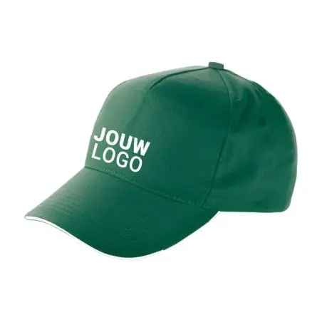 Gorra algodón twill 5 paneles visera sándwich velcro