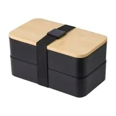 Fiambrera PP doble capa 2 compartimentos 400 ml bambú
