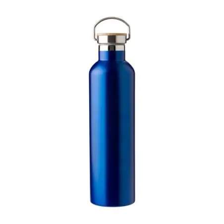 Botella termo acero 1 L doble pared asa bambú 18 h LFGB