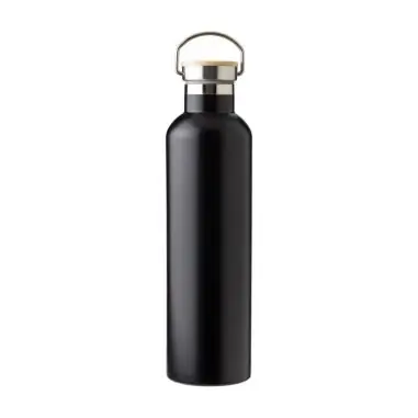 Botella termo acero 1 L doble pared asa bambú 18 h LFGB