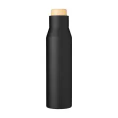 Botella termo acero 500 ml tapón símil bambú